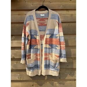Lucky Brand aztec knit open cardigan sweater